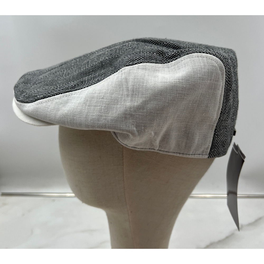 Biltmore 1917 Flat Cap Men's Large Black White Checker Ramie Cotton Driving NWT